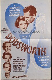 8m607 DODSWORTH pressbook R44 William Wyler, Walter Huston, Mary Astor, David Niven