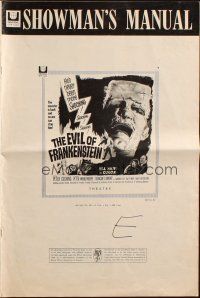 8m616 EVIL OF FRANKENSTEIN pressbook '64 Peter Cushing, Hammer, he's back and no one can stop him!
