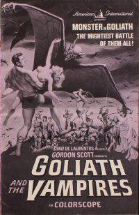 8m663 GOLIATH & THE VAMPIRES pressbook '64 Gordon Scott saves kidnapped women from an evil zombie!