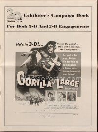 8m667 GORILLA AT LARGE pressbook '54 art of giant ape holding screaming sexy Anne Bancroft in 3-D!