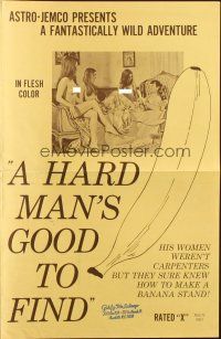 8m680 HARD MAN'S GOOD TO FIND pressbook '69 Jacques Bergue sexploitation, wacky banana!
