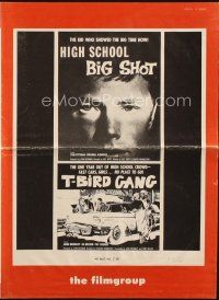 8m689 HIGH SCHOOL BIG SHOT/T-BIRD GANG pressbook '59 bad teens, hot rod racing, great images!