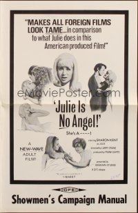 8m721 JULIE IS NO ANGEL pressbook '67 sexy Sharon Kent makes foreign films look tame!