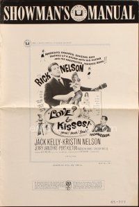 8m754 LOVE & KISSES pressbook '65 Ricky Nelson playing guitar, not rock & roll but Rick & roll!
