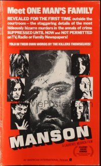8m769 MANSON pressbook '73 AIP serial killer documentary told by Charles Manson himself!
