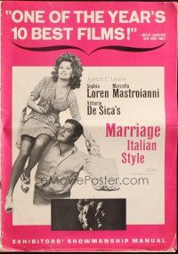 8m770 MARRIAGE ITALIAN STYLE pressbook '65 Vittorio de Sica, Sophia Loren, Marcello Mastroianni