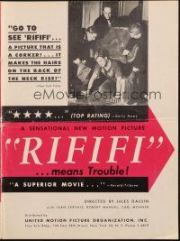 8m845 RIFIFI pressbook '56 Jules Dassin's Du rififi chez les hommes, Servais, it means trouble!