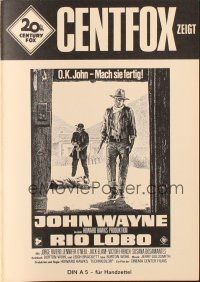 8m489 RIO LOBO German pressbook '71 Howard Hawks, Give 'em Hell, John Wayne, great cowboy image!