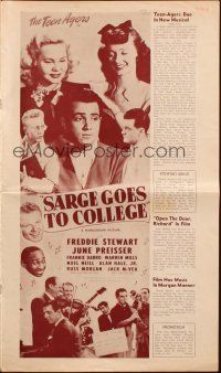 8m861 SARGE GOES TO COLLEGE pressbook '47 Frankie Darro, Noel Neill, Alan Hale Jr., The Teen Agers