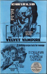 8m868 SCREAM OF THE DEMON LOVER/VELVET VAMPIRE pressbook '70s waiting to love you to death!