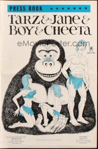 8m927 TARZ & JANE & BOY & CHEETA pressbook '75 sexy images & wacky cartoon artwork!