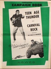8m930 TEEN AGE THUNDER/CARNIVAL ROCK pressbook '57 juvenile delinquent double-bill!