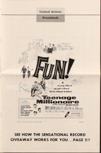 8m931 TEENAGE MILLIONAIRE pressbook '61 Jimmy Clanton, free record to every teen who buys a ticket!