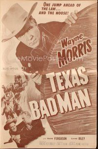 8m936 TEXAS BAD MAN pressbook '53 Wayne Morris is one jump ahead of the law & the noose!