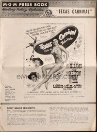 8m937 TEXAS CARNIVAL pressbook '51 Red Skelton, art of sexy Esther Williams in skimpy outfit!