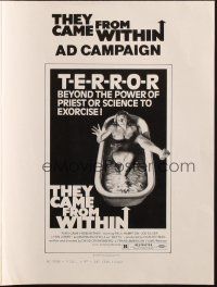 8m944 THEY CAME FROM WITHIN pressbook '76 David Cronenberg, art of terrified girl in bath tub!