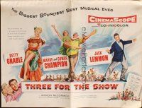 8m948 THREE FOR THE SHOW pressbook '54 Betty Grable, Jack Lemmon, Marge & Gower Champion!