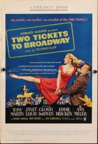 8m965 TWO TICKETS TO BROADWAY pressbook '51 Janet Leigh, Tony Martin, DeHaven, Howard Hughes