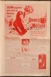 8m972 UNWED MOTHER pressbook '58 20,000 anguished girls wrote this blistering story!