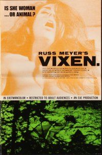 8m978 VIXEN pressbook '68 classic Russ Meyer, sexy naked Erica Gavin, is she woman or animal?