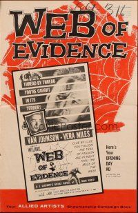 8m981 WEB OF EVIDENCE pressbook '59 A.J. Cronin's Beyond This Place, Van Johnson & Vera Miles!