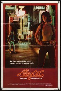 8p035 ALLEY CAT 1sh '84 sexy martial arts crime fighter Karin Mani on dead end street!