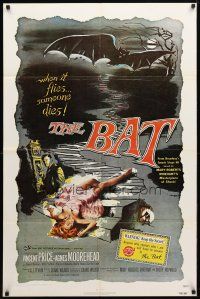 8p072 BAT 1sh R80s great art of Vincent Price & sexy fallen girl, when it flies, someone dies!