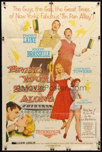 8p130 BRING YOUR SMILE ALONG 1sh '55 sexy Constance Towers & Lucy Marlow, first Blake Edwards!