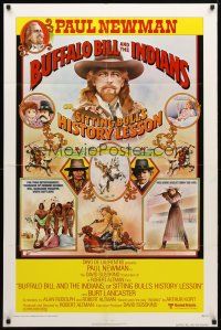 8p136 BUFFALO BILL & THE INDIANS 1sh '76 art of Paul Newman as William F. Cody by Willardson!