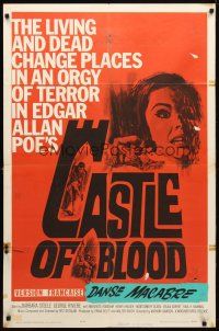 8p153 CASTLE OF BLOOD 1sh '64 Edgar Allan Poe, horror, the living and dead change places!