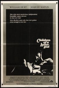8p161 CHILDREN OF A LESSER GOD advance 1sh '86 William Hurt, Piper Laurie, sexy Marlee Matlin!