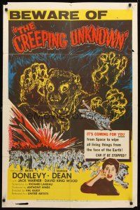 8p181 CREEPING UNKNOWN 1sh '56 art of wacky creature who's coming to wipe out all living things!