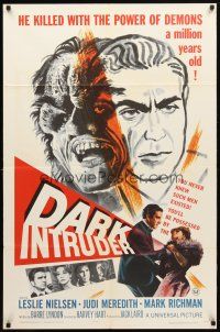 8p191 DARK INTRUDER 1sh '65 he kills with the power of demons a million years old, cool horror art