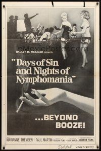 8p194 DAYS OF SIN & NIGHTS OF NYMPHOMANIA 1sh '65 Radley Metzger presents, sexy girls in lingerie!