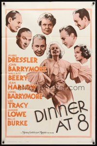 8p203 DINNER AT 8 1sh R62 Jean Harlow, John & Lionel Barrymore, Wallace Beery, Dressler!