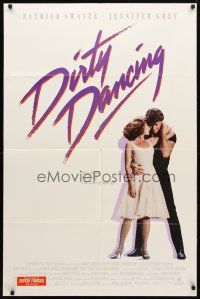 8p204 DIRTY DANCING 1sh '87 classic image of Patrick Swayze & Jennifer Grey in sexy embrace!