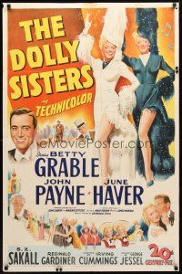 8p210 DOLLY SISTERS 1sh '45 stone litho of sexy entertainers Betty Grable & June Haver!