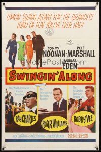 8p214 DOUBLE TROUBLE 1sh R62 Tommy Noonan, Pete Marshall, sexy Barbara Eden, Swingin' Along!
