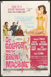 8p217 DR. GOLDFOOT & THE BIKINI MACHINE 1sh '65 Vincent Price, sexy babes w/kiss & kill buttons!