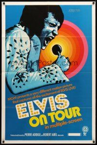 8p242 ELVIS ON TOUR 1sh '72 cool full-length image of Elvis Presley singing into microphone!