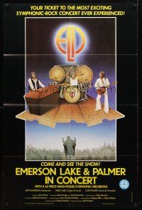 8p245 EMERSON, LAKE & PALMER IN CONCERT 1sh '81 symphonic rock 'n' roll, cool art of band!