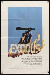 8p259 EXODUS 1sh '61 Otto Preminger, great artwork of arms reaching for rifle by Saul Bass!