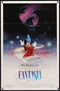 8p262 FANTASIA DS 1sh R90 great image of Mickey Mouse & others, Disney musical cartoon classic!