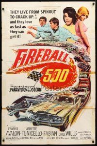 8p267 FIREBALL 500 1sh '66 race car driver Frankie Avalon & sexy Annette Funicello!