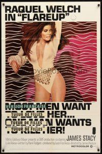 8p274 FLAREUP 1sh '70 most men want super sexy Raquel Welch, but one man wants to kill her!