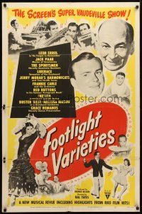 8p279 FOOTLIGHT VARIETIES 1sh '51 Leon Errol, Jack Paar, RKO comedy compilation!