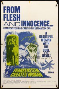 8p287 FRANKENSTEIN CREATED WOMAN 1sh '67 Peter Cushing, Susan Denberg had the soul of the Devil!