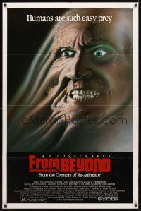 8p292 FROM BEYOND 1sh '86 H.P. Lovecraft, wild sci-fi horror image, humans are such easy prey!