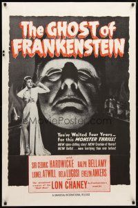8p300 GHOST OF FRANKENSTEIN military 1sh R50s huge close up of Lon Chaney Jr. as the monster!