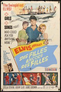 8p309 GIRLS GIRLS GIRLS 1sh '62 Elvis Presley, Stella Stevens & boat full of sexy girls!